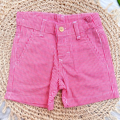 Conj Camiseta gola Polo e Short Xadrez Vermelho